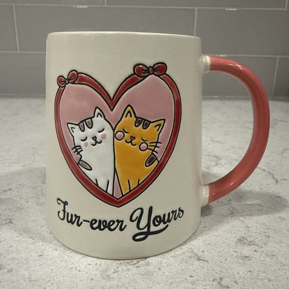 FUR-EVER YOURS Hand Painted Cats 17oz Ceramic Mug Cup SPECTRUM DESIGNZ Cat New